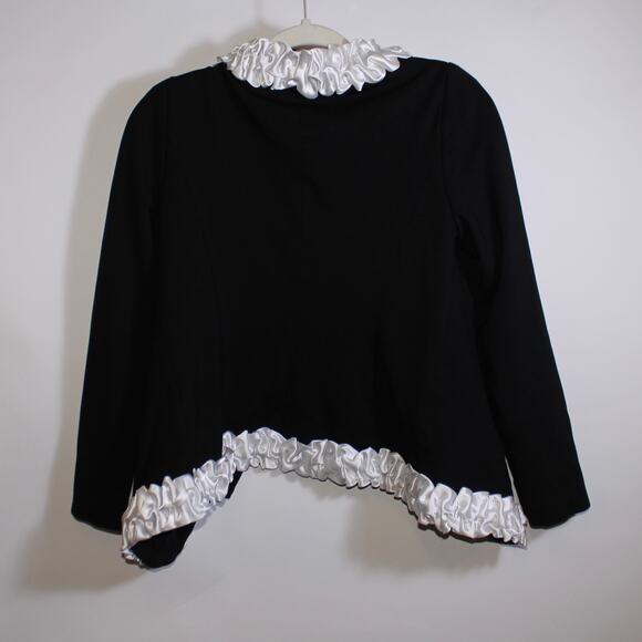 Midnight Velvet Black Blazer With White Ruffles Size 6 - Picture 2 of 5